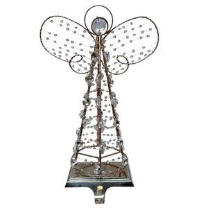 POTTERY BARN Angel Christmas Stocking Holder XL Crystal Metal Holiday Decor